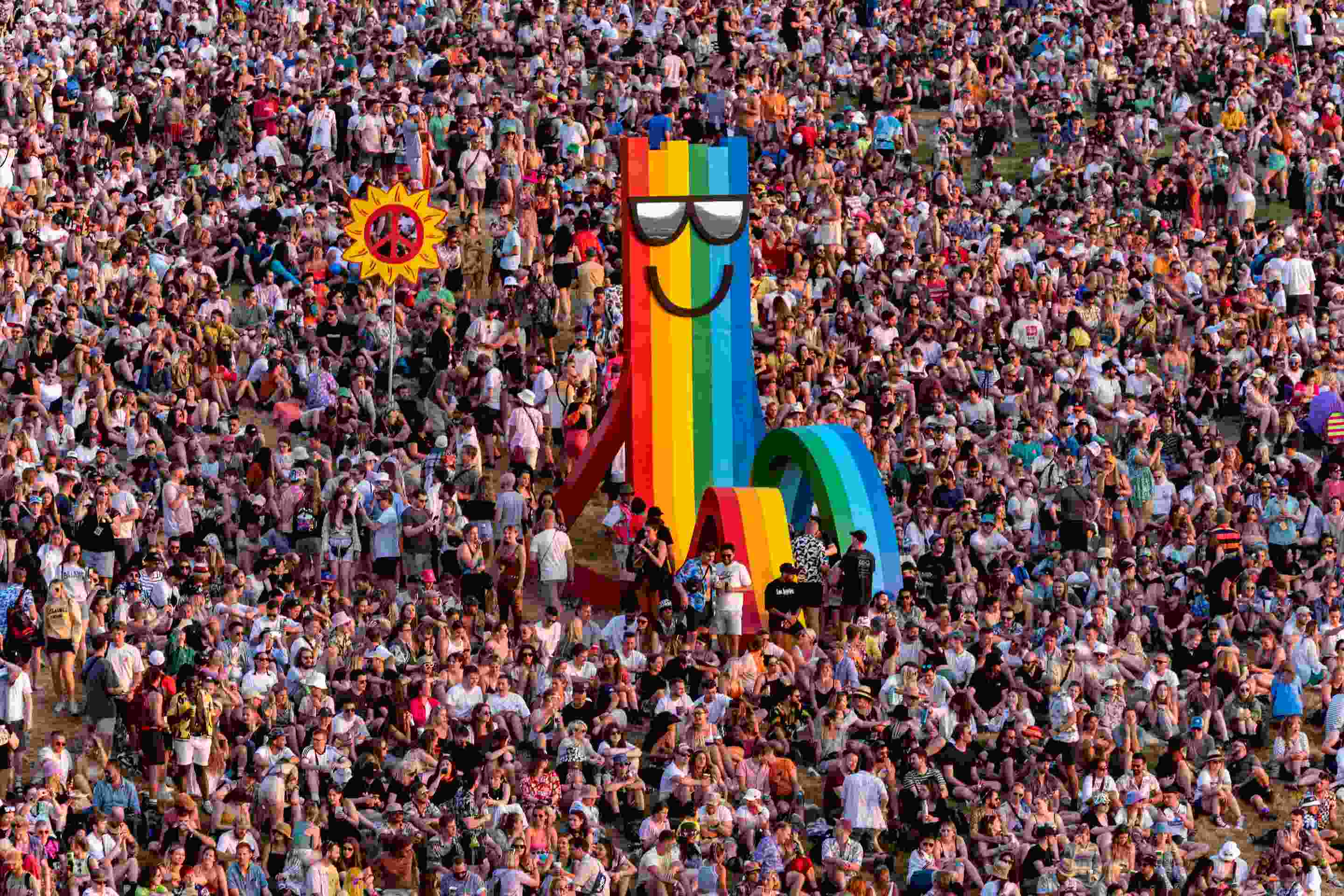 People at Glastonbury Festival in the UK