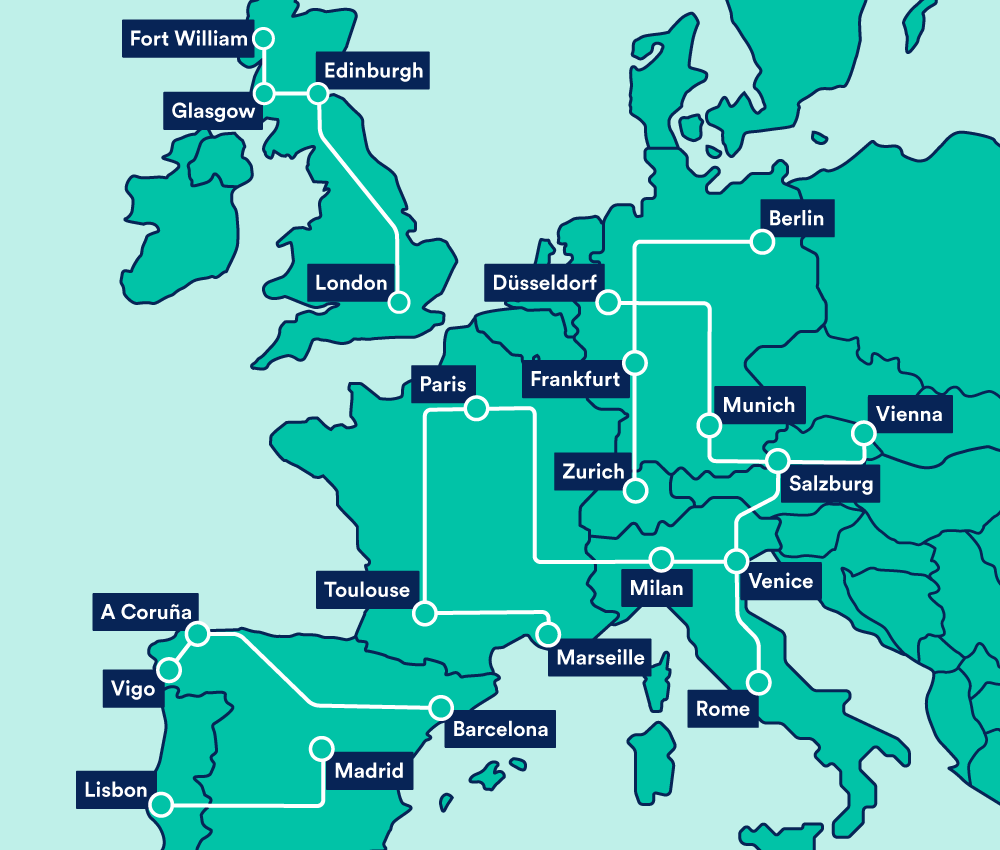 Map Of Europe With Train Routes