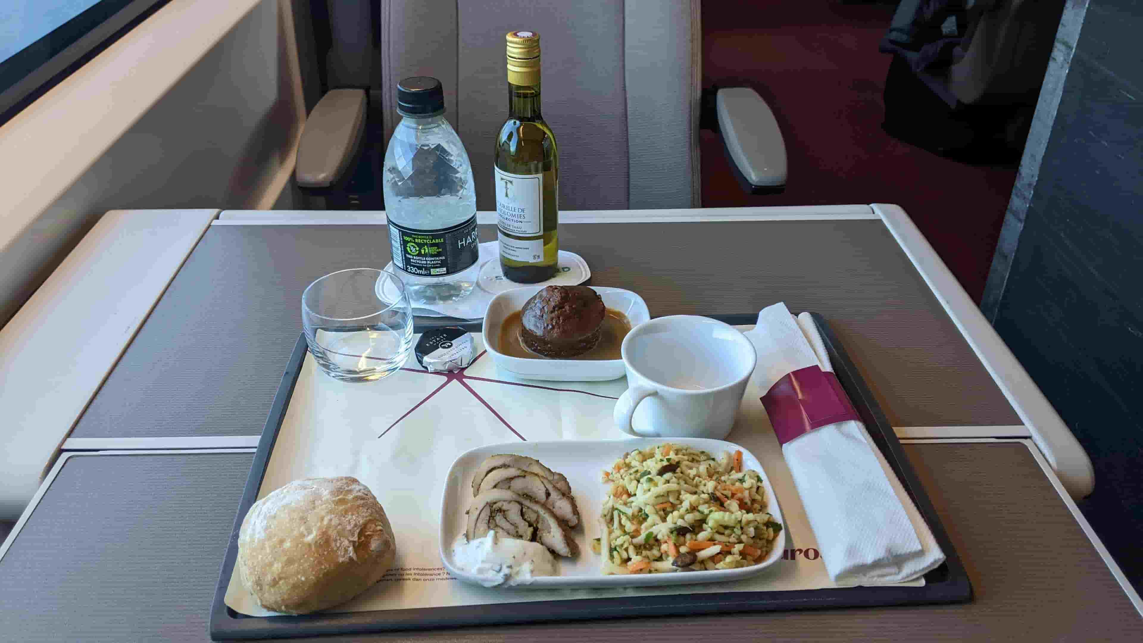 Standard Premier light meal on board a Eurostar train from Amsterdam to London