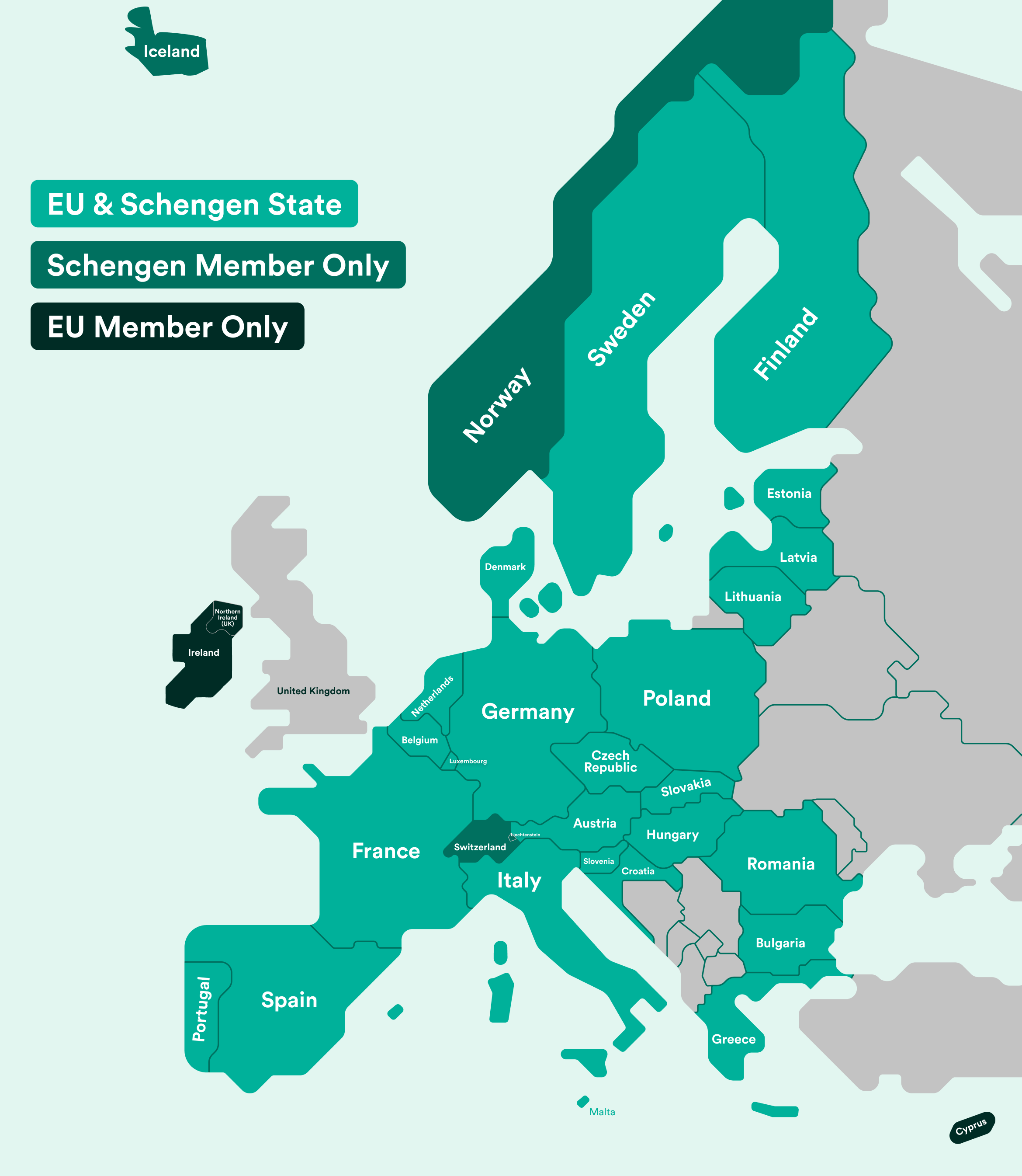 Schengen map