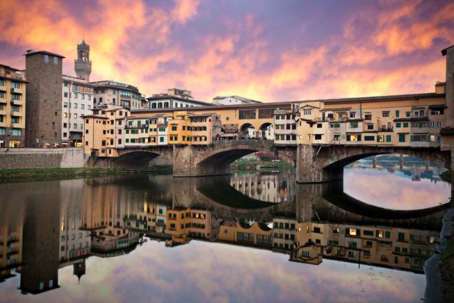 Sunset in Ponte Vecchio, Florence, Italy
