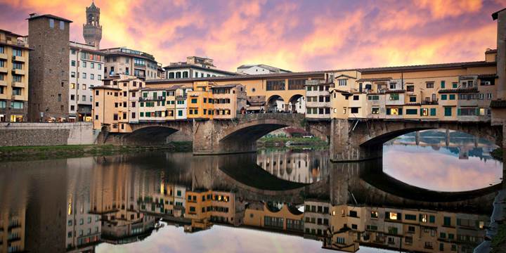Sunset in Ponte Vecchio, Florence, Italy
