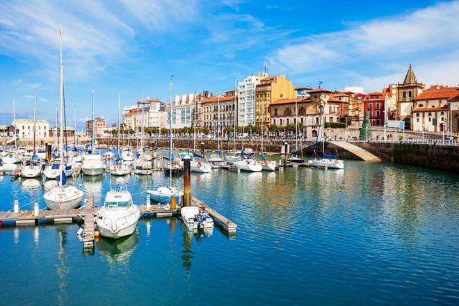Gijon city marina in Asturias, Spain