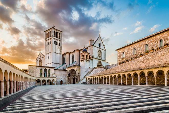 Basilica of St. Francis of Assisi at sunset