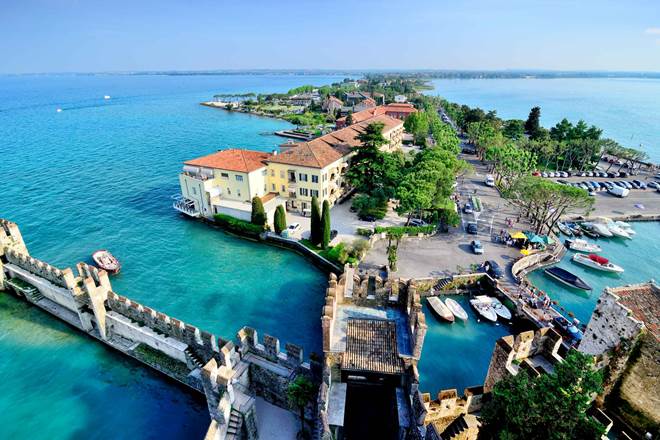 Aerial view of Sirmione on Lake Garda, Italy