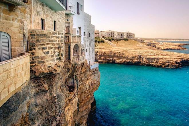 Terrace overlooking the sea at Polignano a Mare, Bari