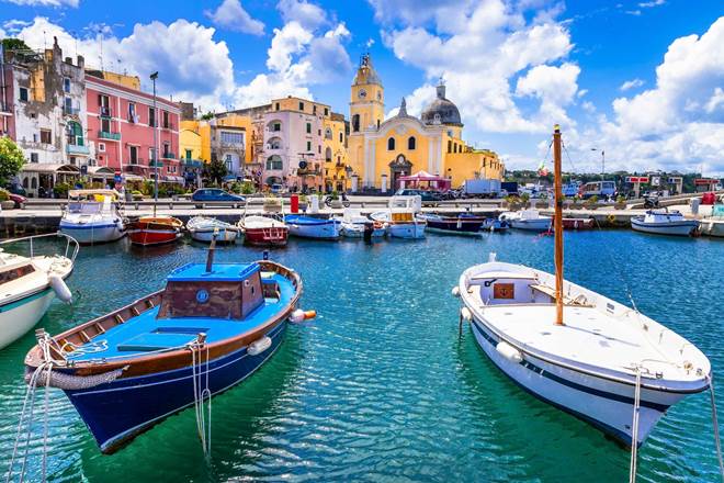 Colorful Procida island in Campania, Italy