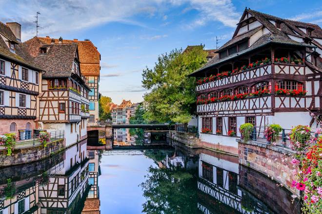 Strasbourg, France. Traditional half timbered houses of Petite France.