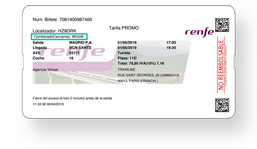 Cercanías | Combinado Cercanías AVE Renfe | Trainline