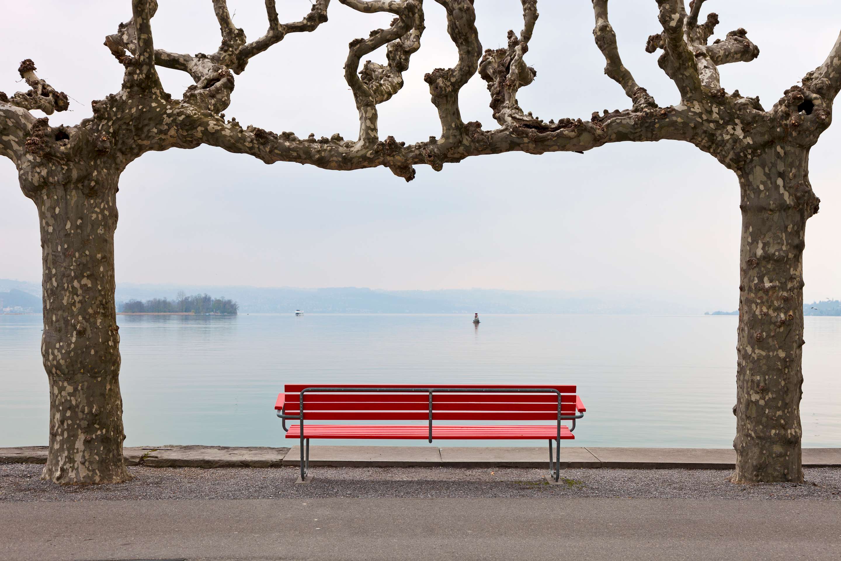 Bench on promenade at Lake Geneva