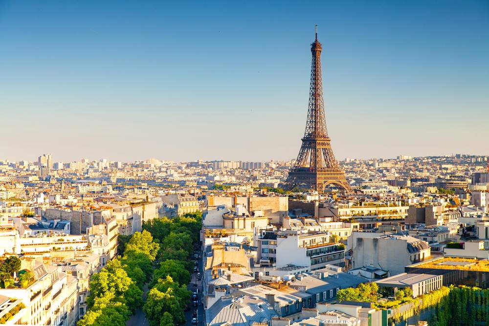 Aerial view of Paris in France