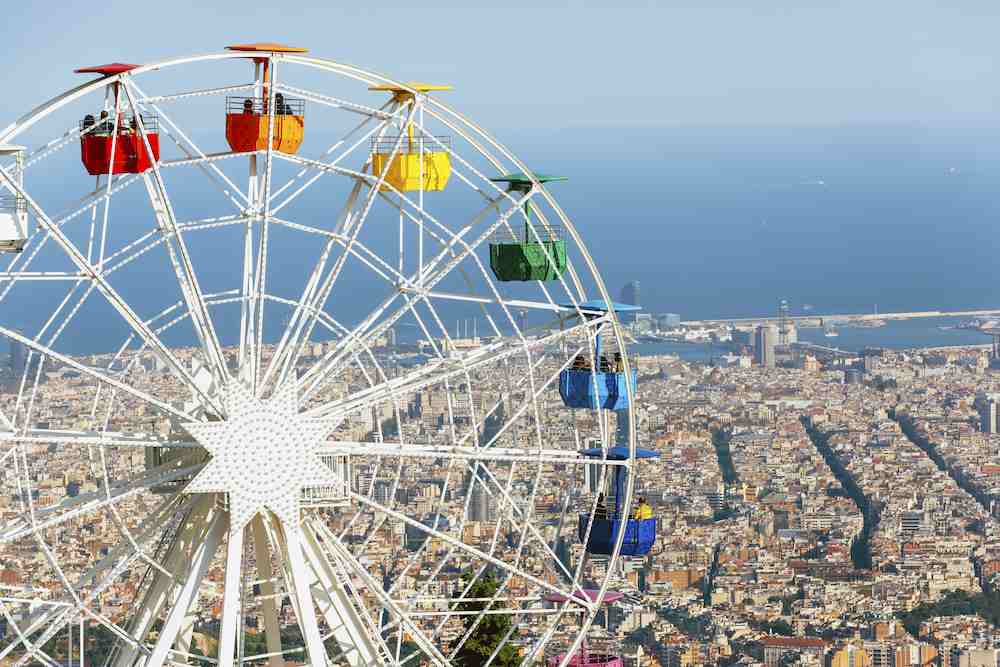 A ferris wheel at tibidabo amusement park
