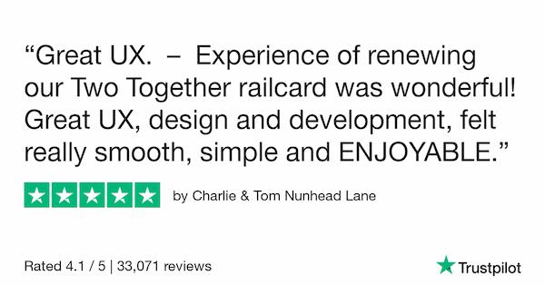 trustpilot review easy to renew two together railcard