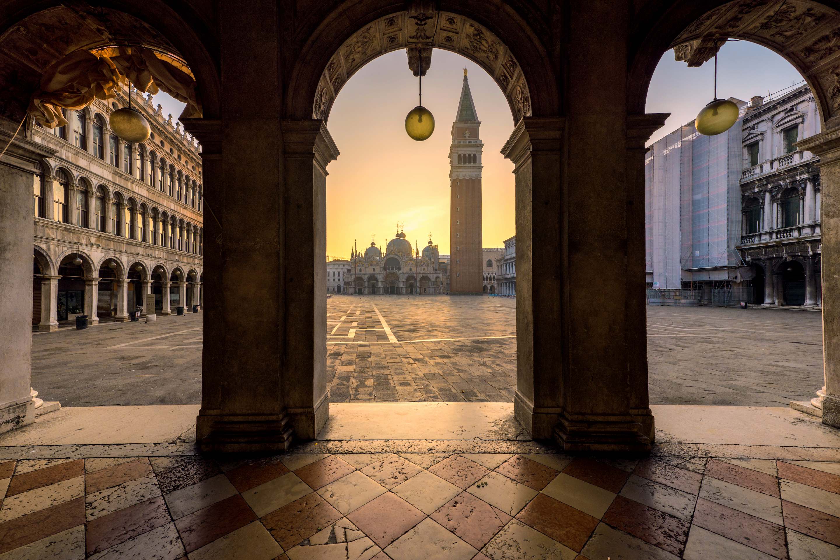sunset at st mark's square in venice