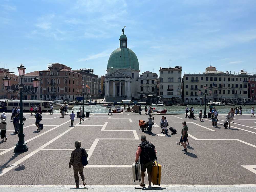 The view of the canal from outside Venice St Lucia station