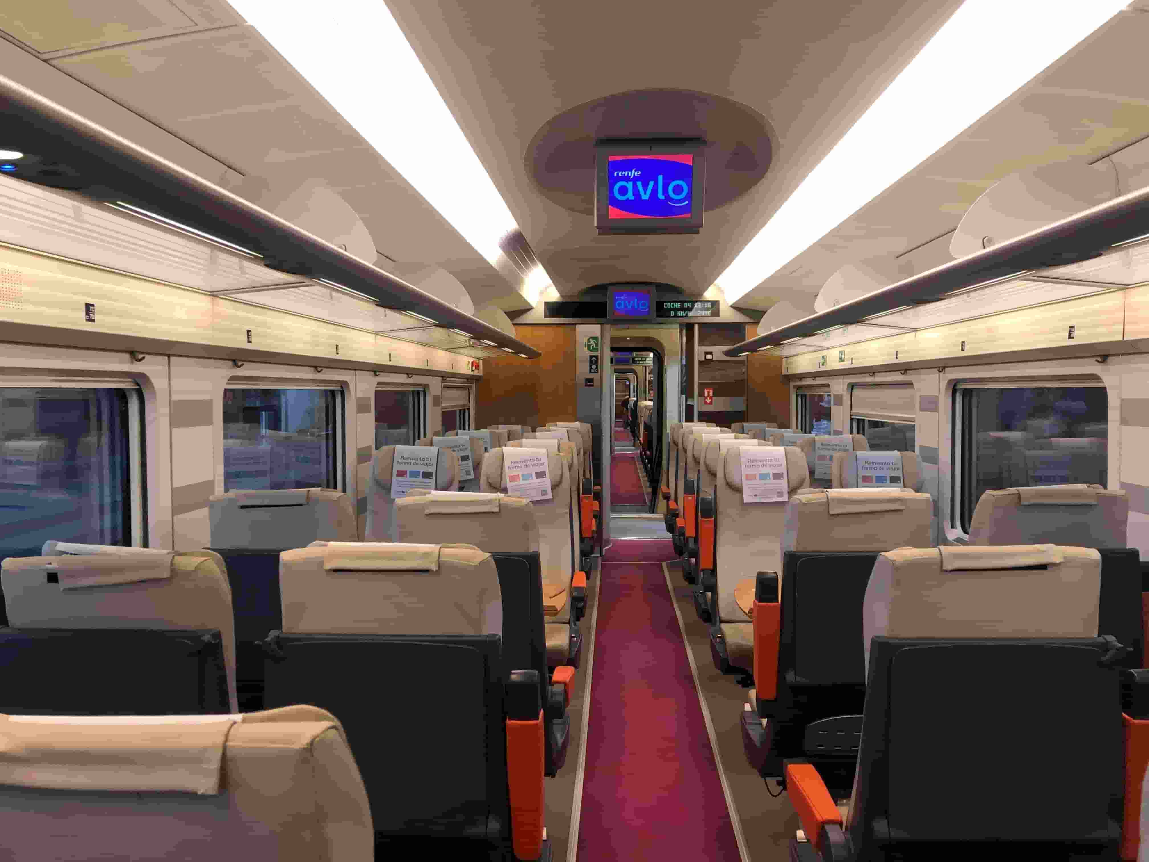 Interior of Avlo train economy class seating