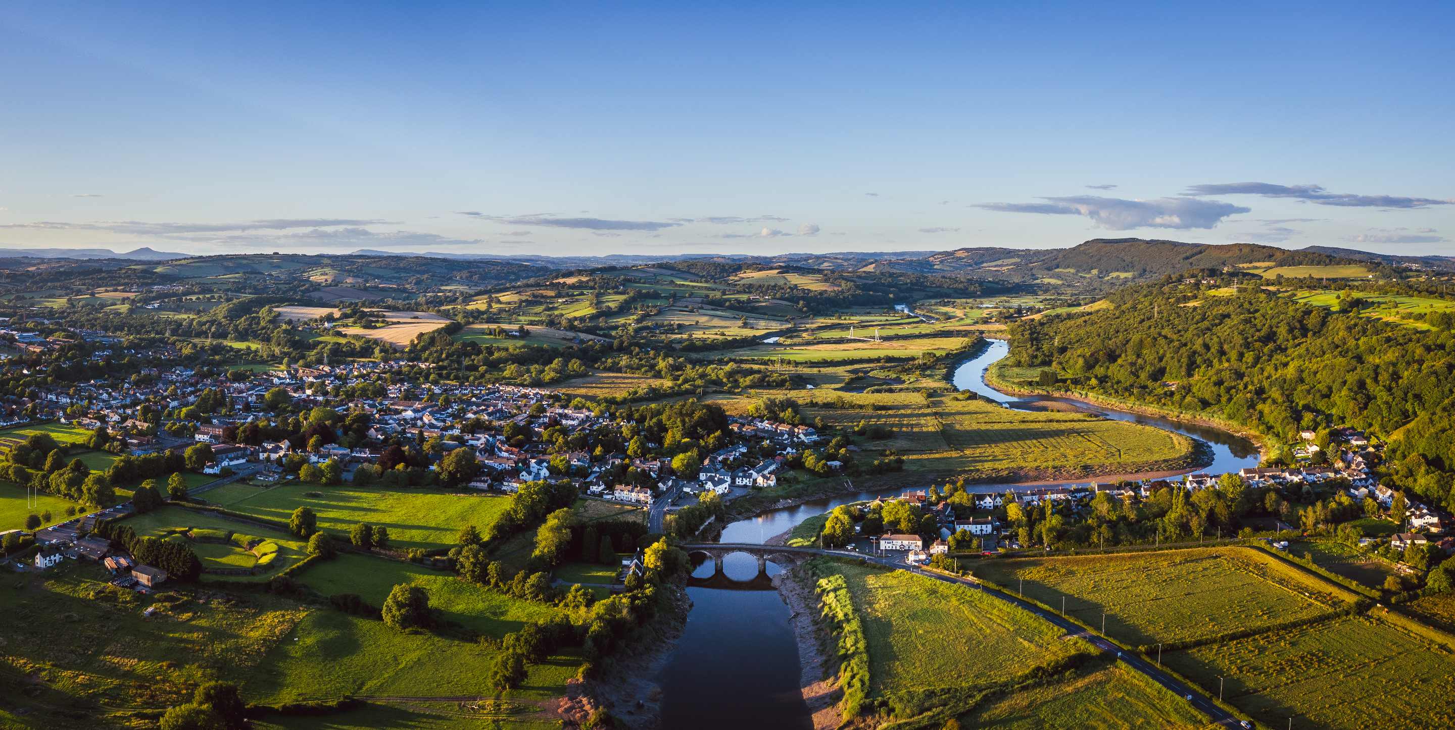 Aerial view of Caerlon, Wales