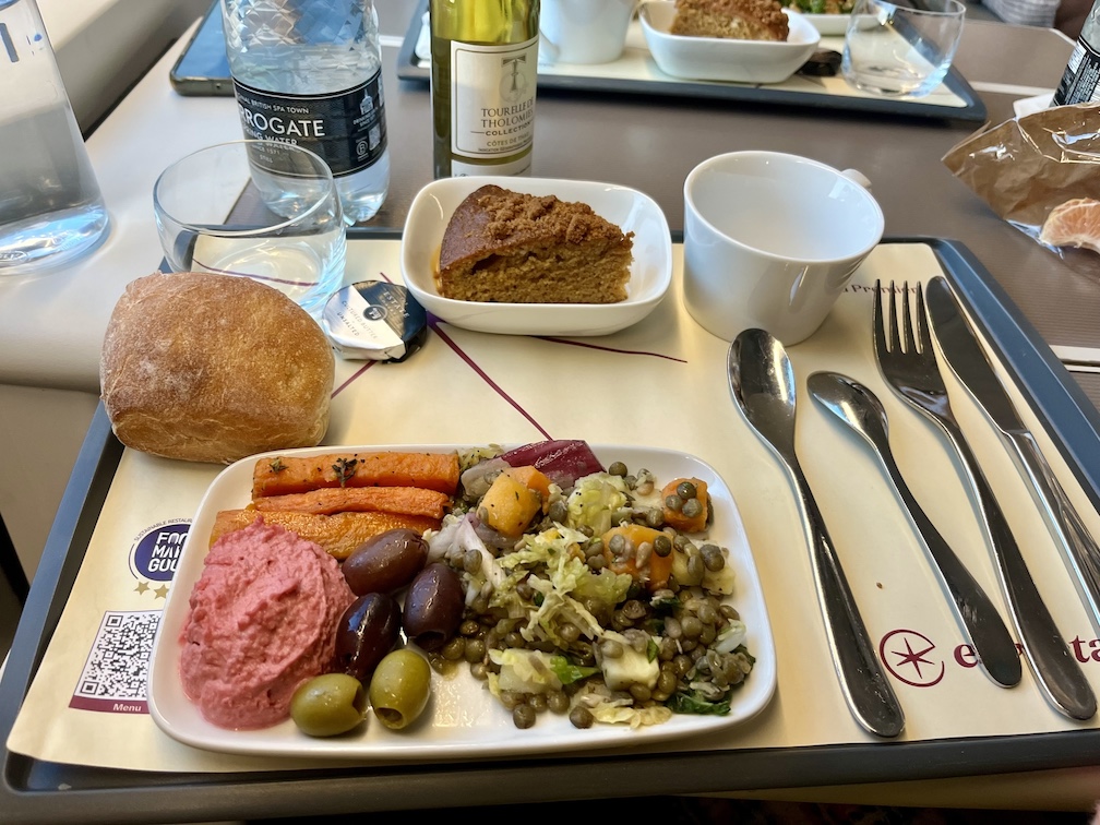 repas en Eurostar classe Standard Premier