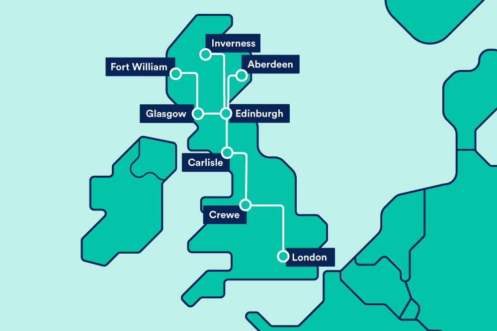 Caledonian Sleeper Route Map