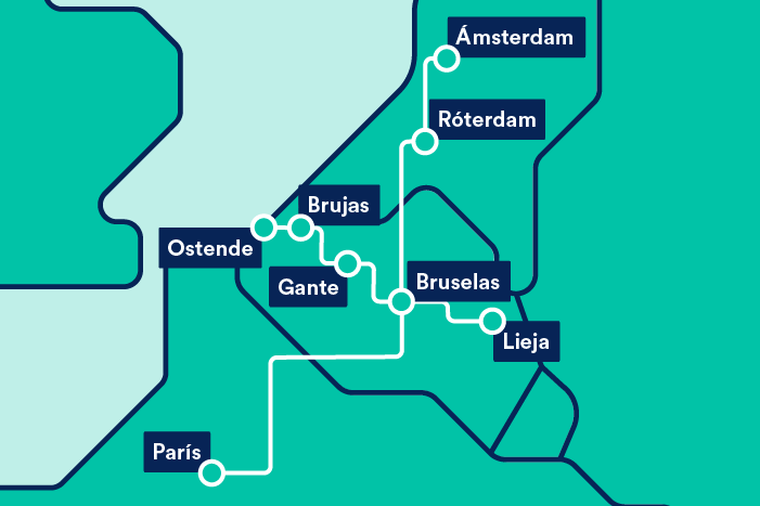 Mapa trenes en Bélgica SNCB